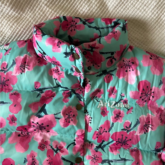 Arizona Green Tea floral Puffer Jacket / Coat - Picture 6 of 13